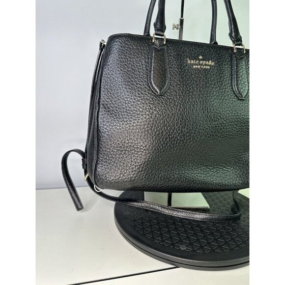 For Repair - Kate Spade Leighton Large Satchel Tote Black Pebbled Leather Purse - Picture 2 of 12